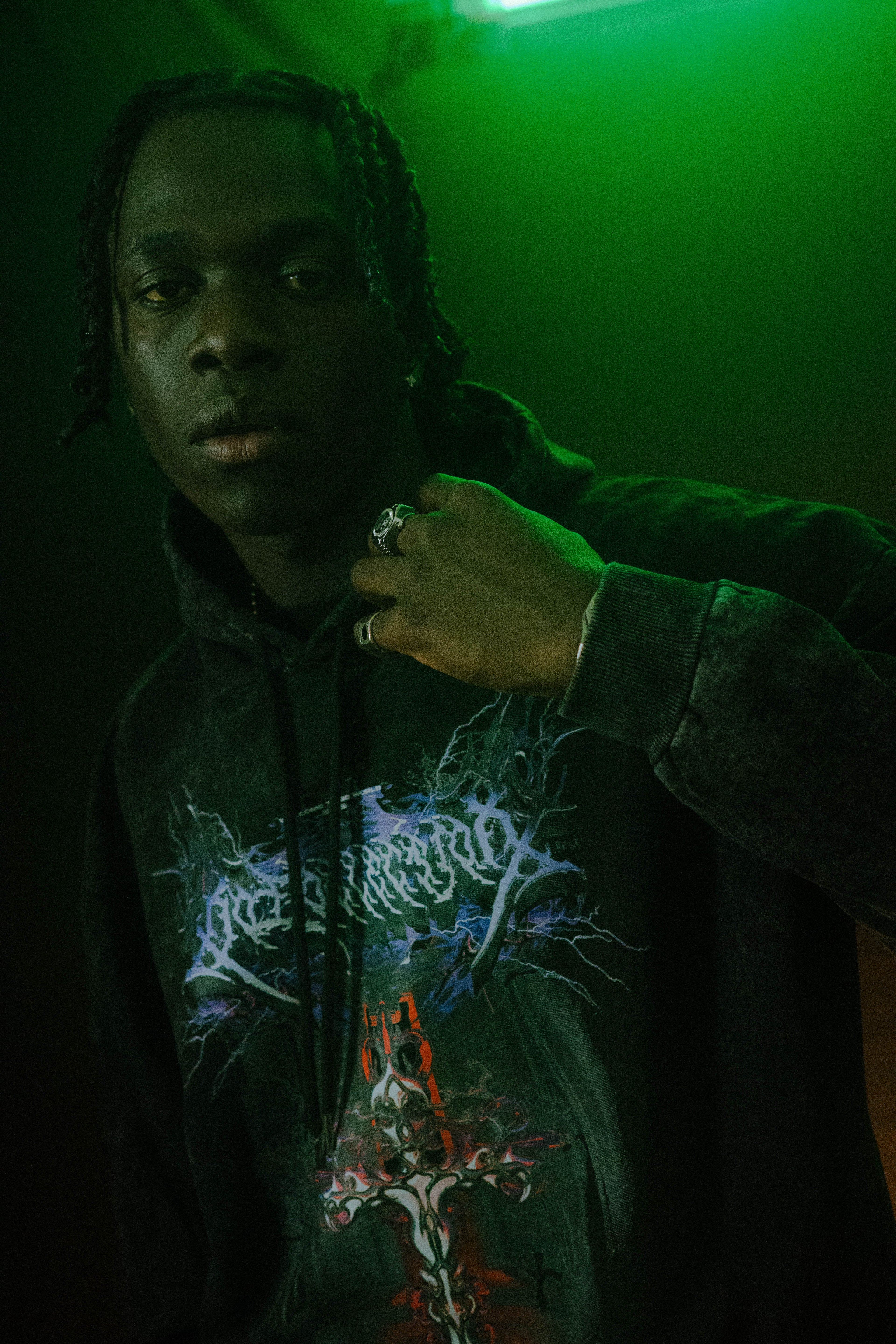 Hoodie acid wash Bo world cross - Bo world edition