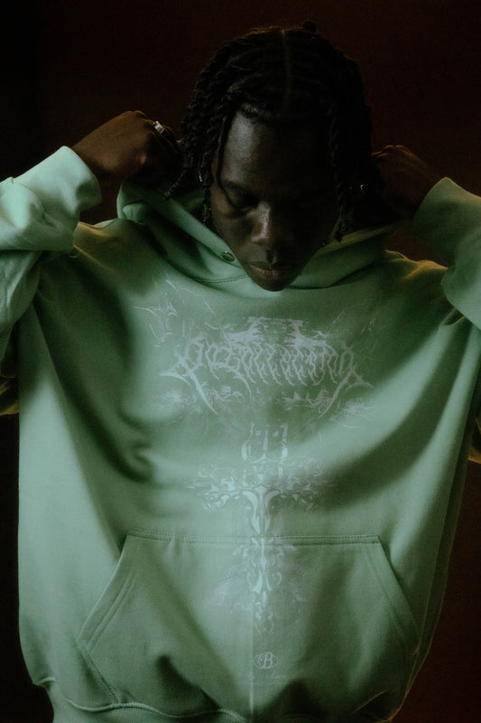 Hoodie soft green Bo world cross - Bo world edition