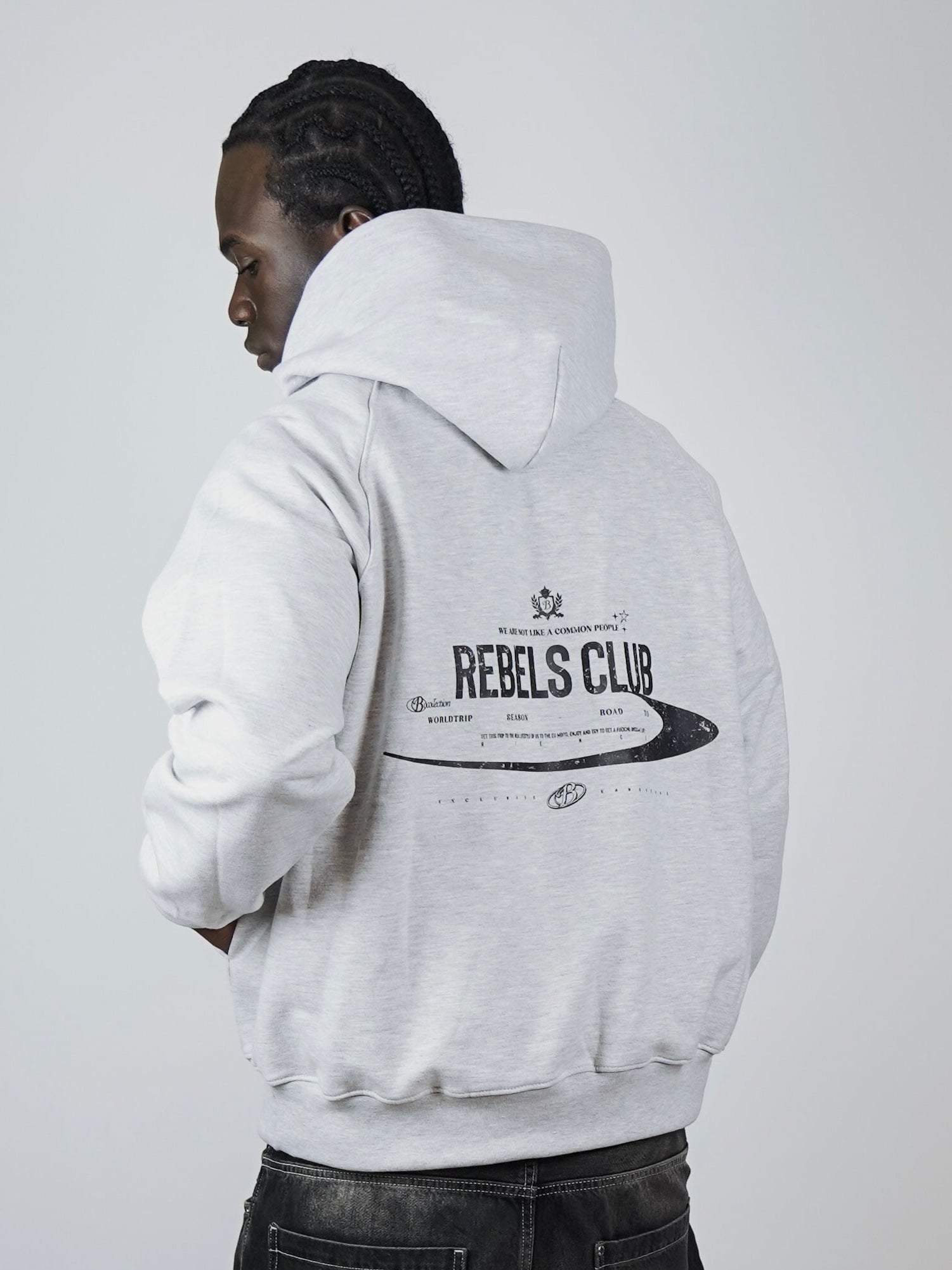 Hoodie rebels club soft grey