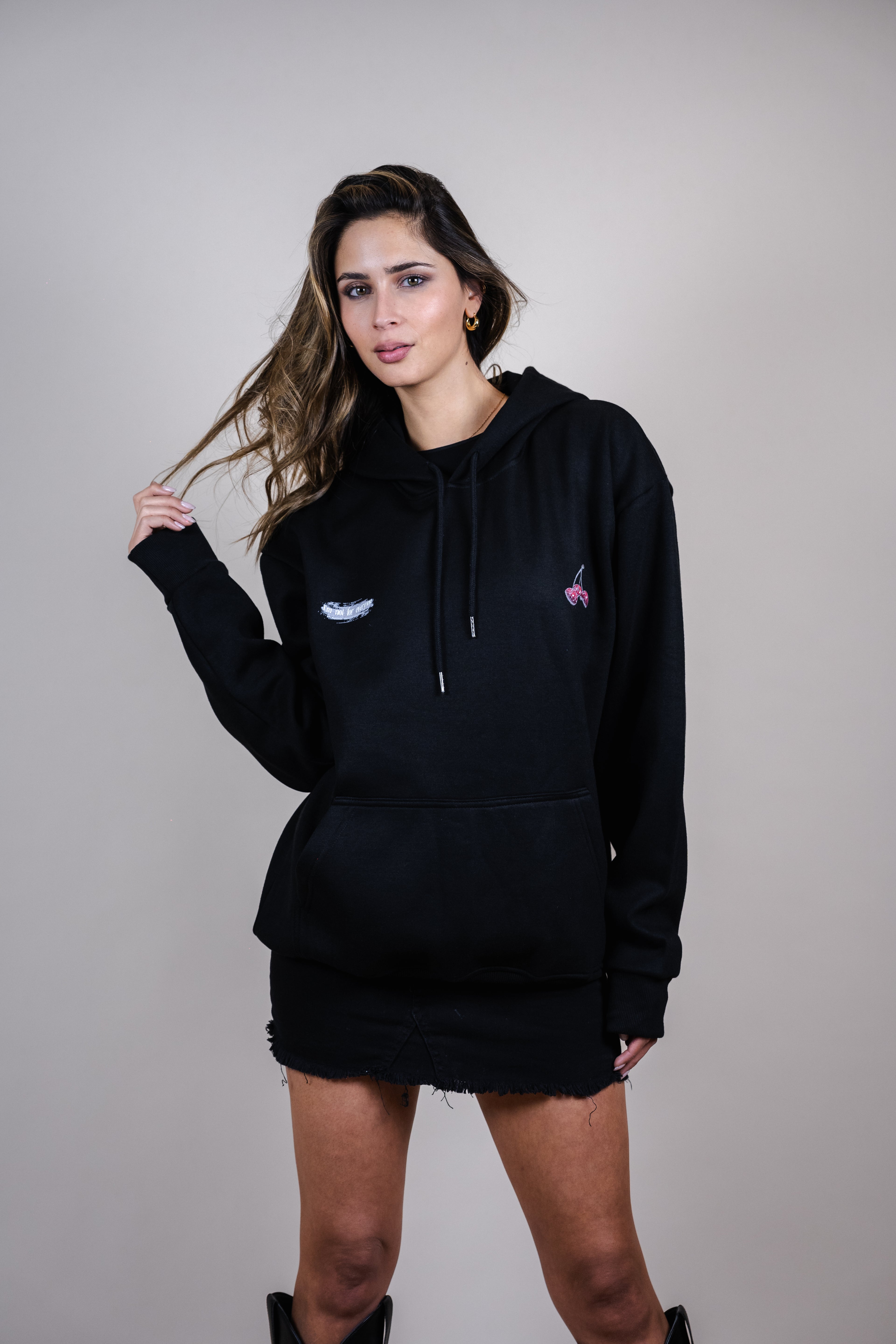 Hoodie oversize Try my Bo cherry