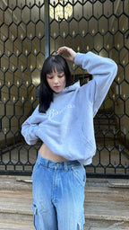 Hoodie soft grey big logo 3D