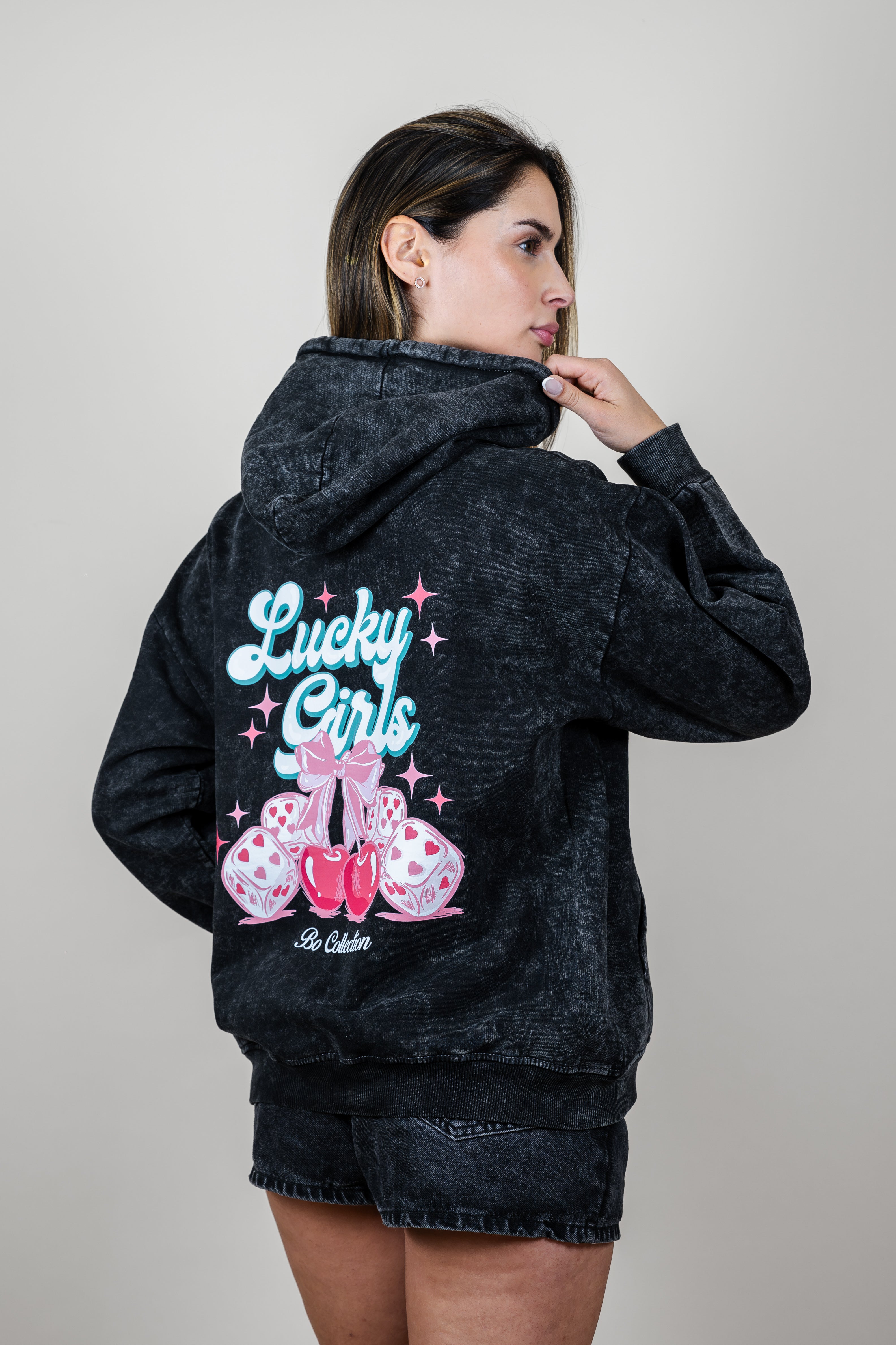 Hoodie jaspeado oversize Bo Lucky girls - Summer series