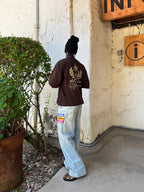 Polera marrón escudo Bo worldtrip algodón grueso