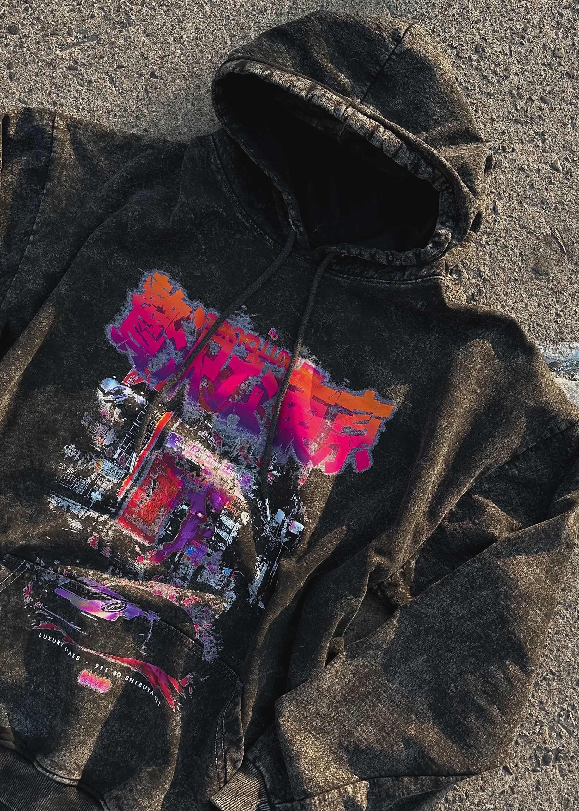 Hoodie Tokyo Shibuya set acid wash - Luxury class edition