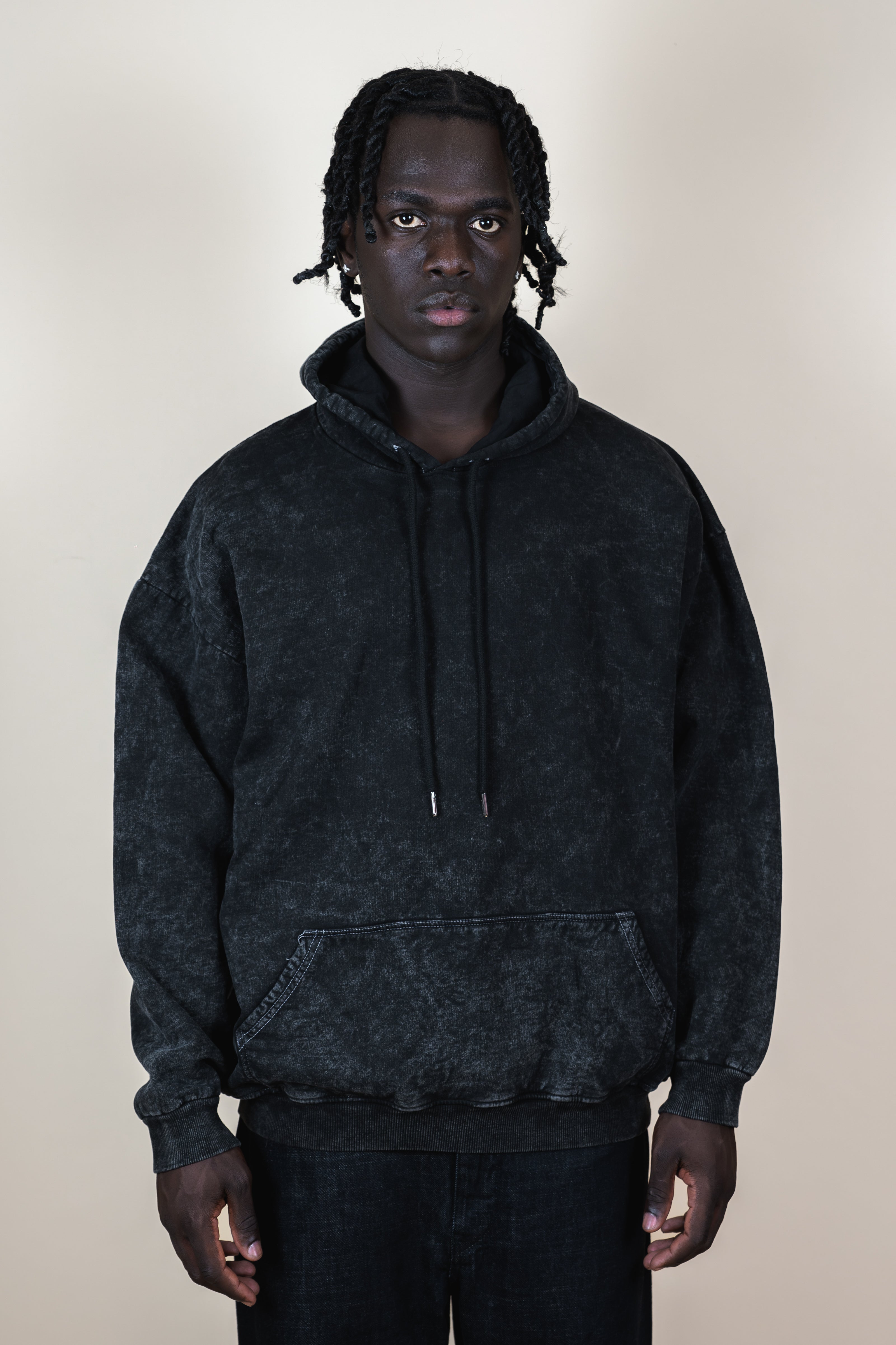 Hoodie acid wash Bo world cross minimalist - Bo world edition