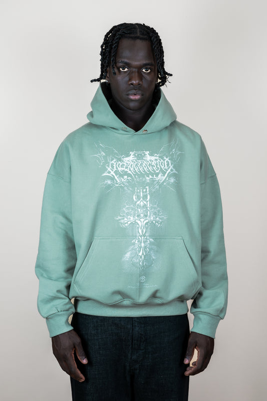 Hoodie soft green Bo world cross - Bo world edition