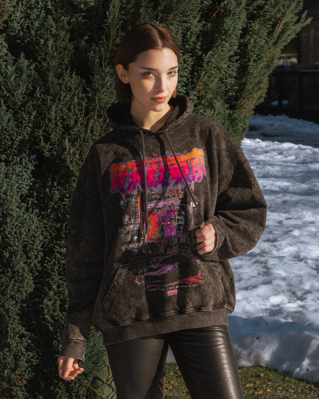 Hoodie jaspeado oversize Tokyo Shibuya set - Autumn series