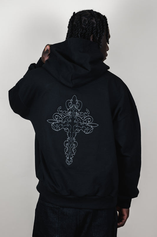 Hoodie black Bo world cross minimalist - Bo world edition