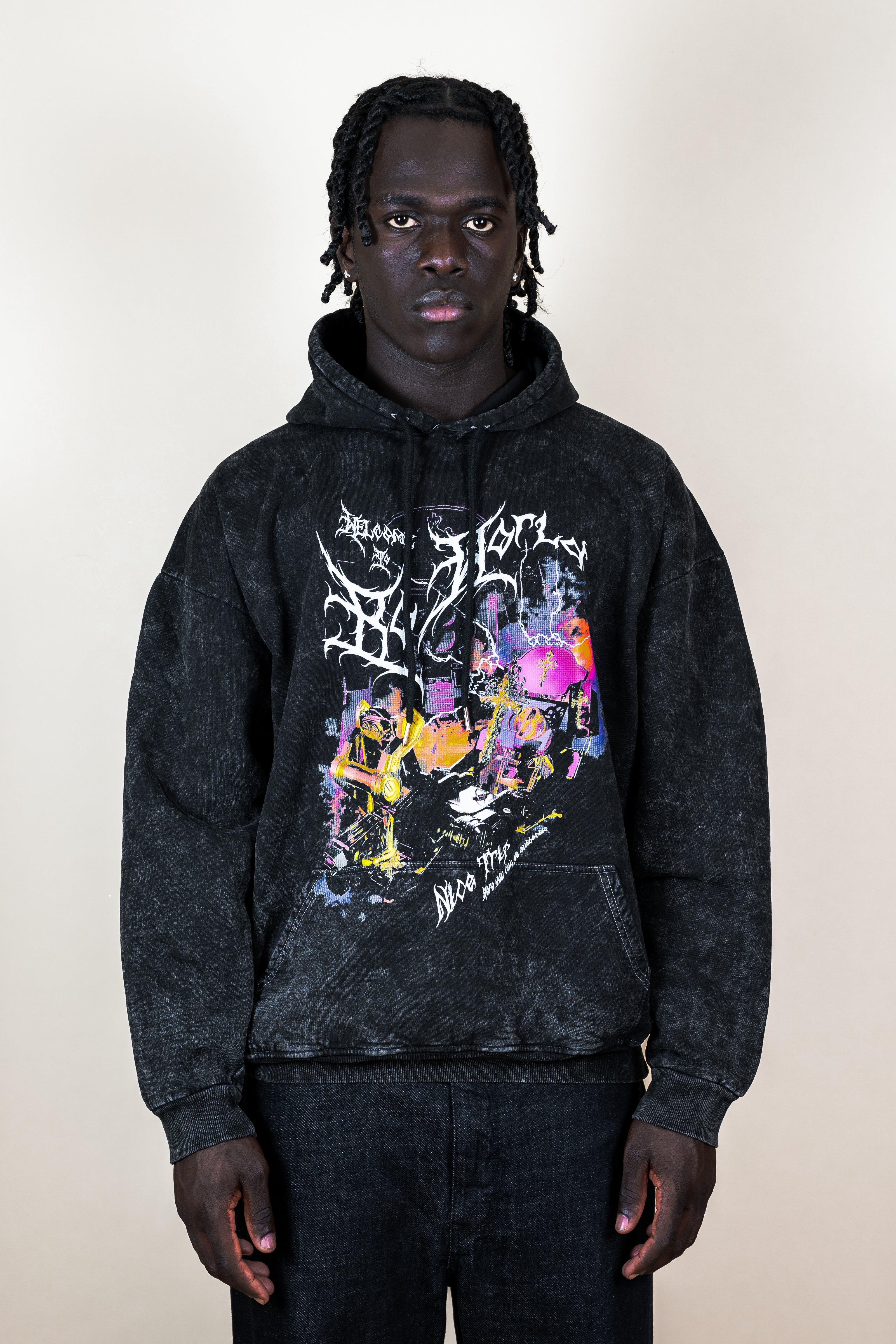 Hoodie acid wash Bo world trip - Bo world edition