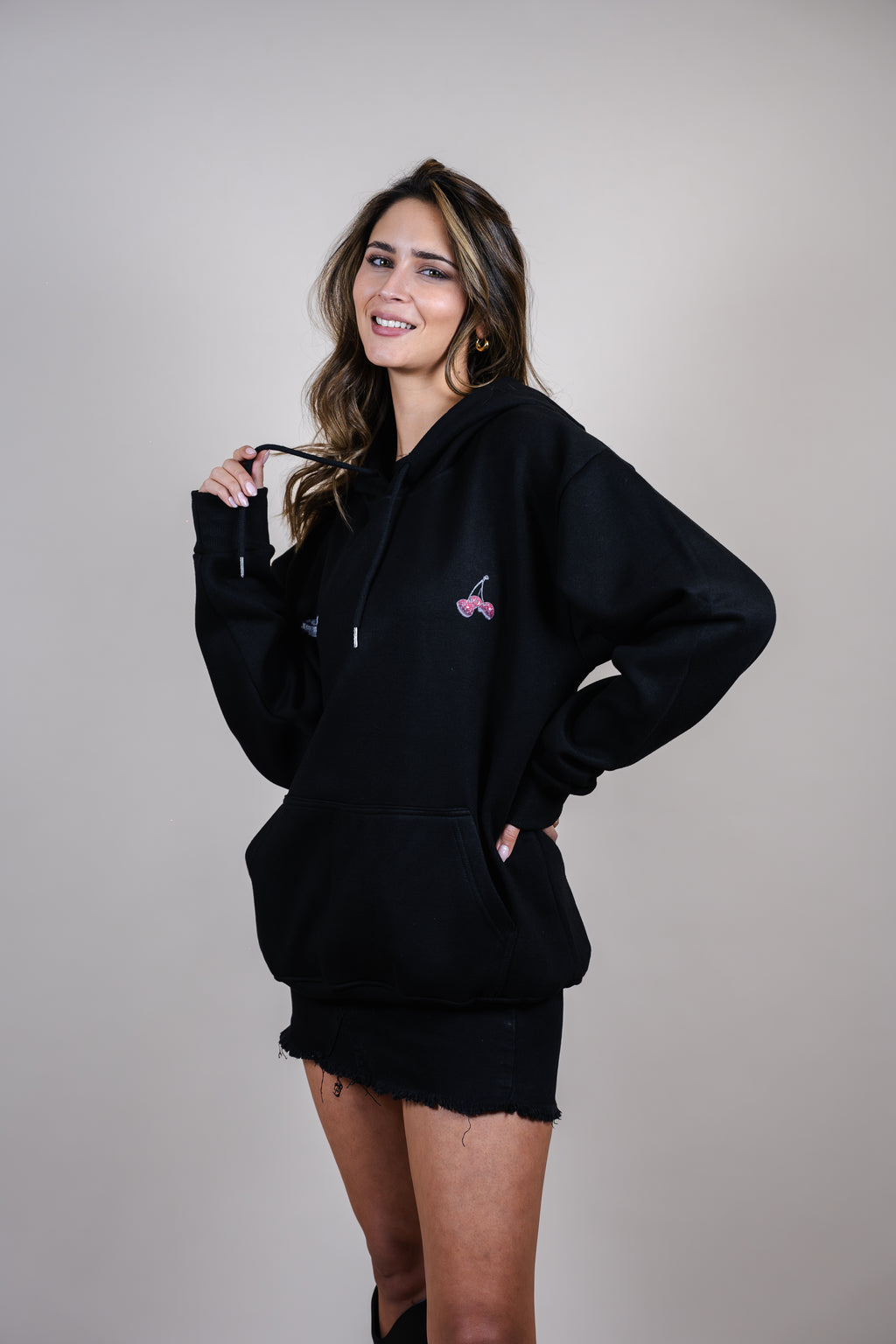 Hoodie oversize Try my Bo cherry