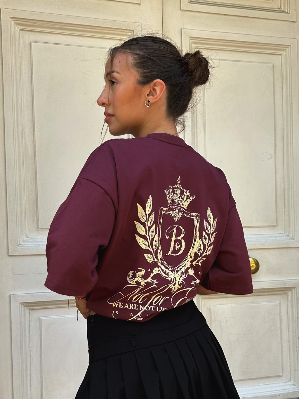 Polera burdeo escudo Bo worldtrip algodón grueso