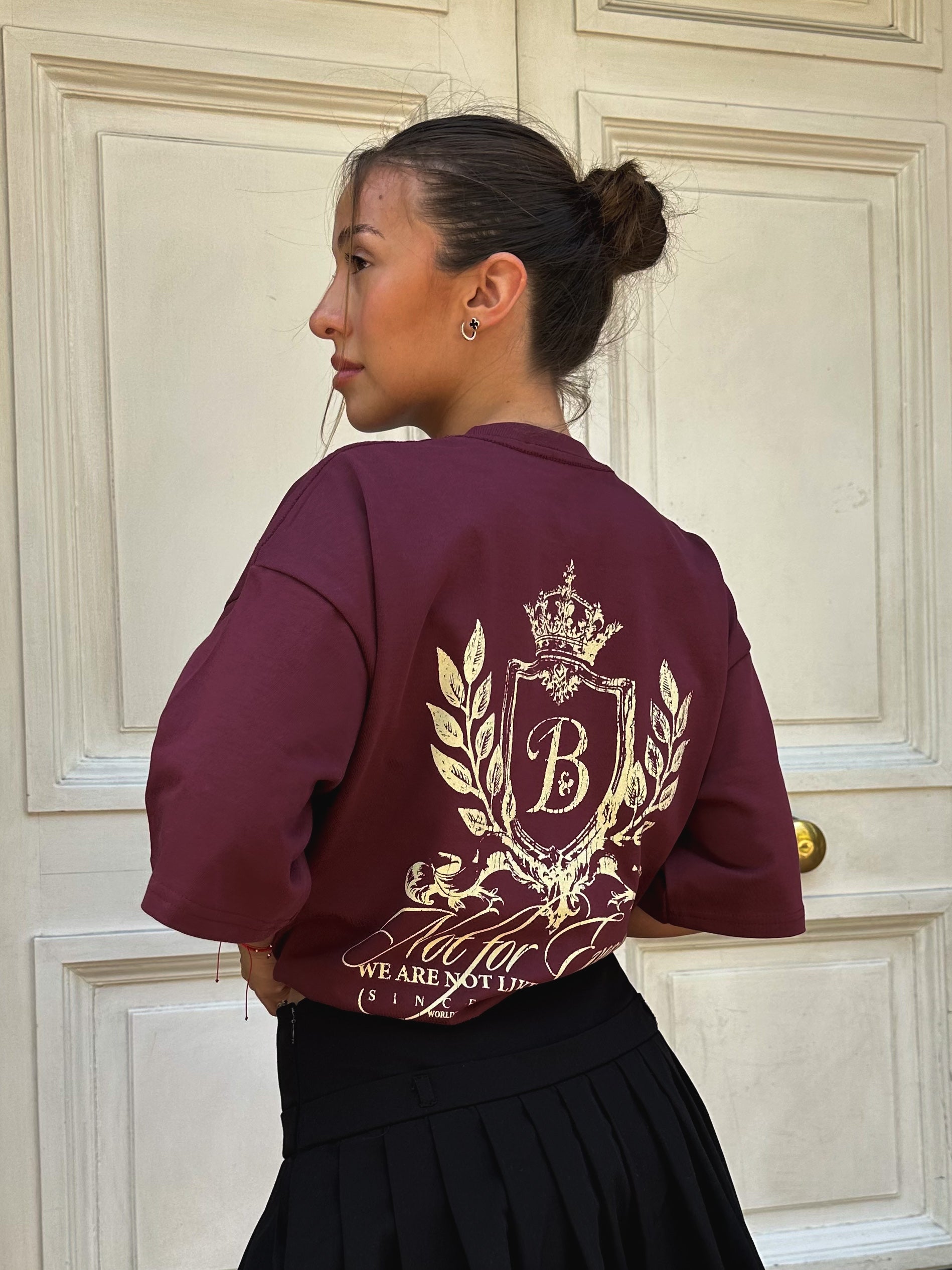 Polera burdeo escudo Bo worldtrip algodón grueso