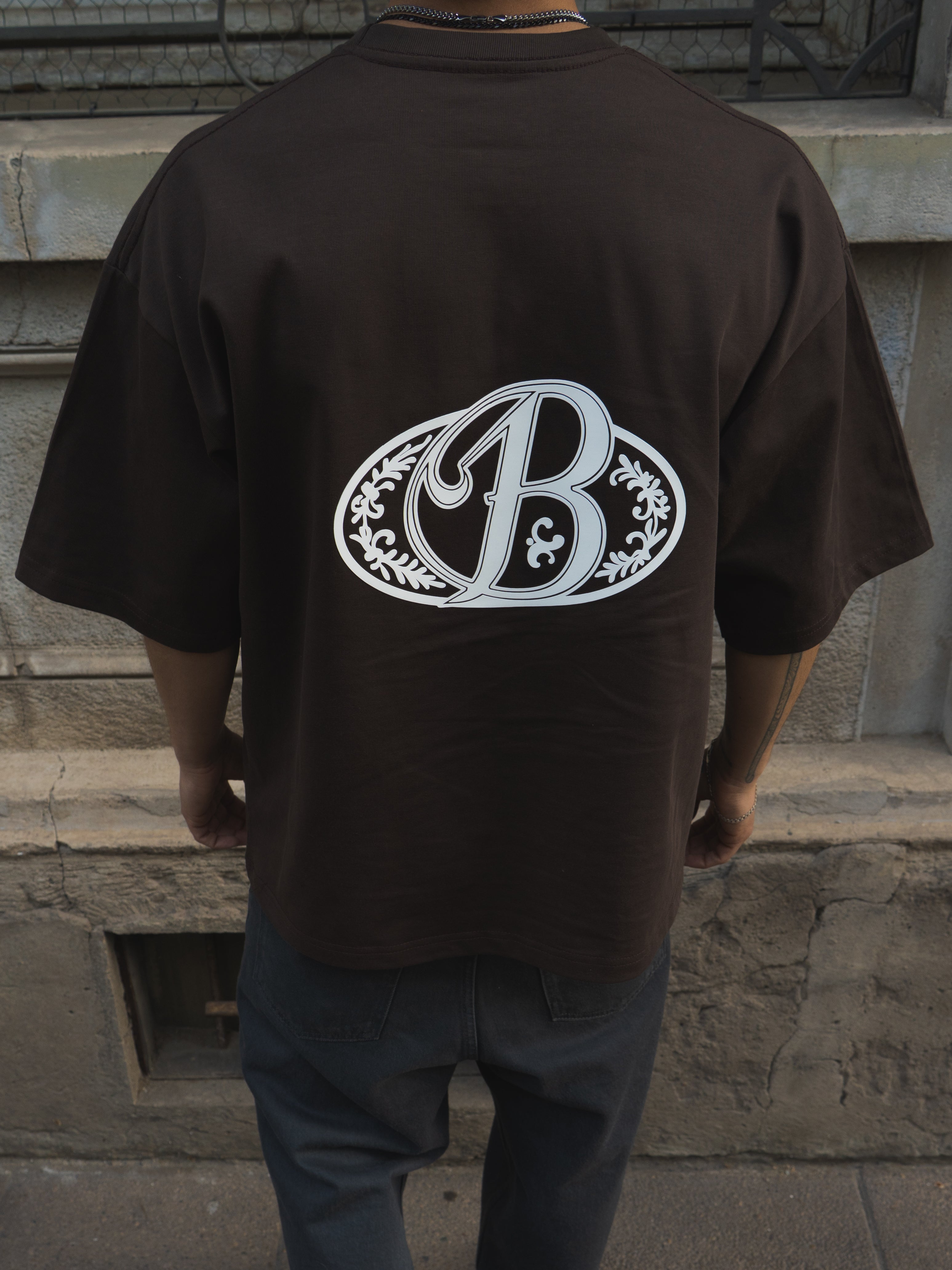 Polera heavycotton brown big logo 3D