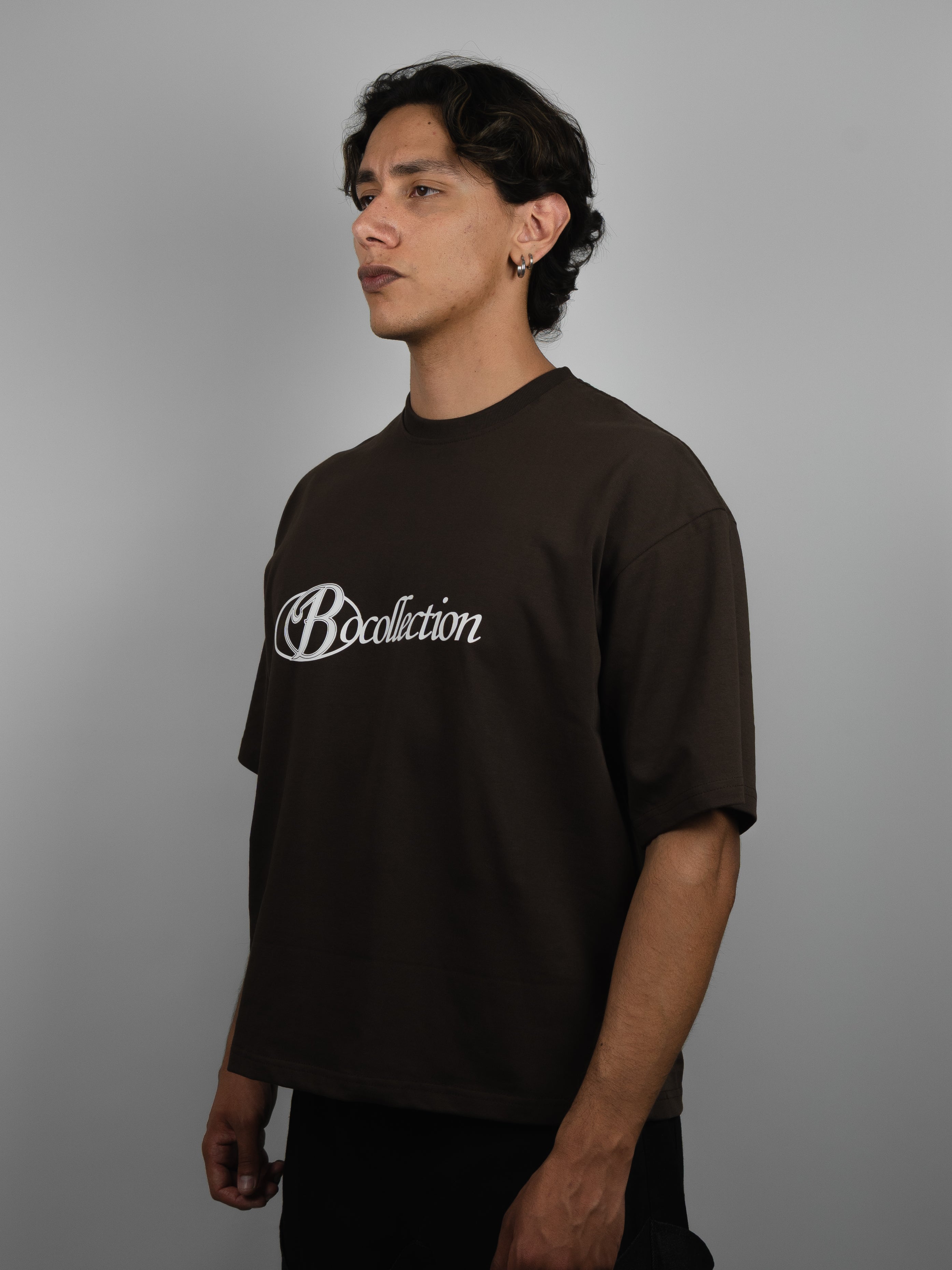 Polera heavycotton brown big logo 3D