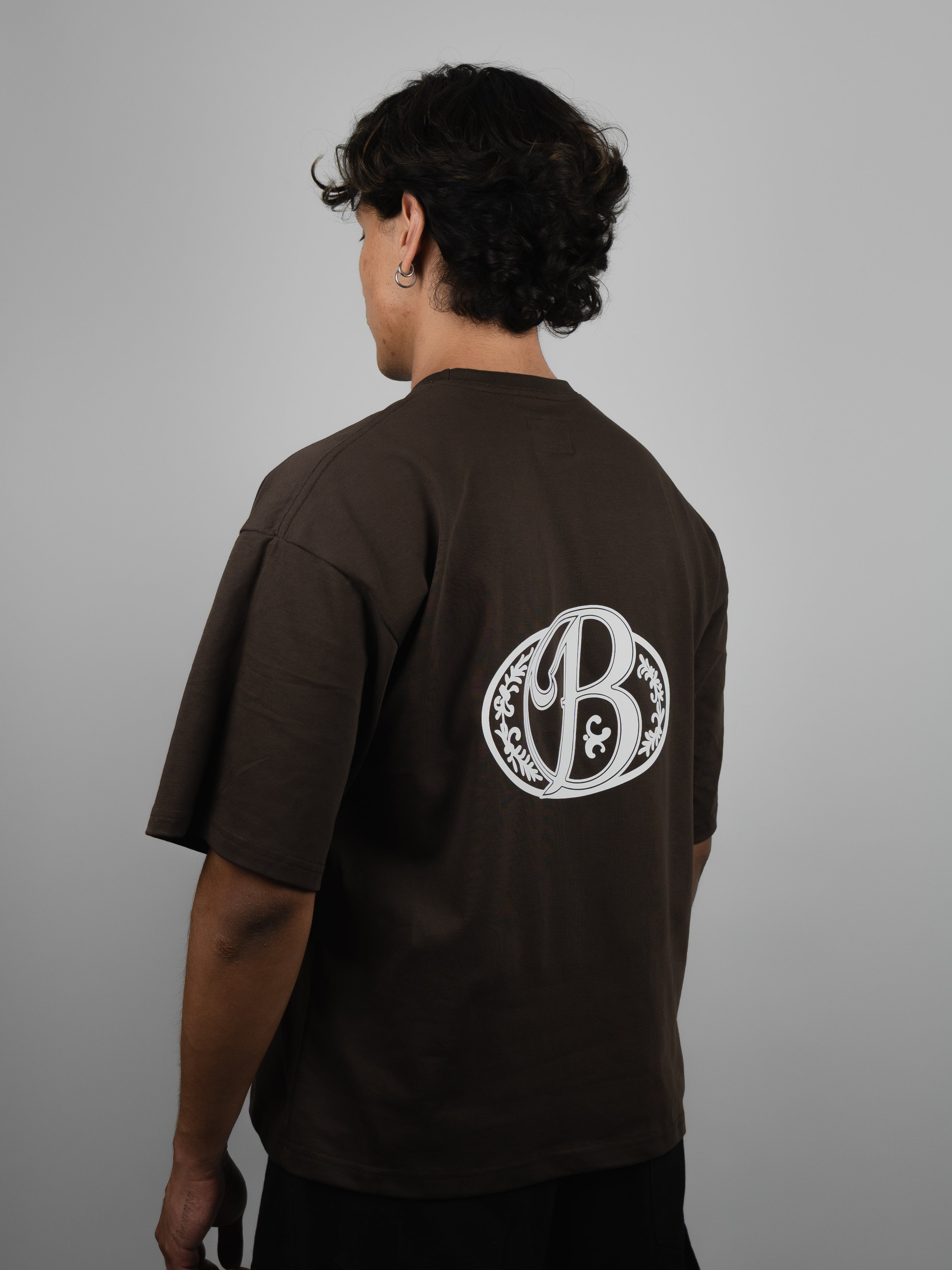 Polera heavycotton brown big logo 3D