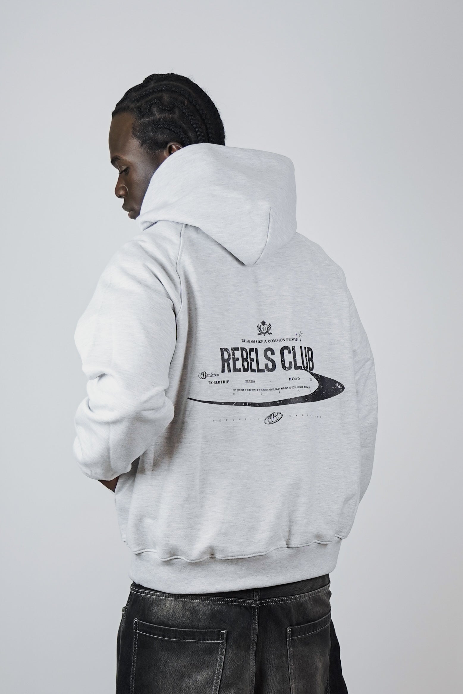 Hoodie rebels club soft grey