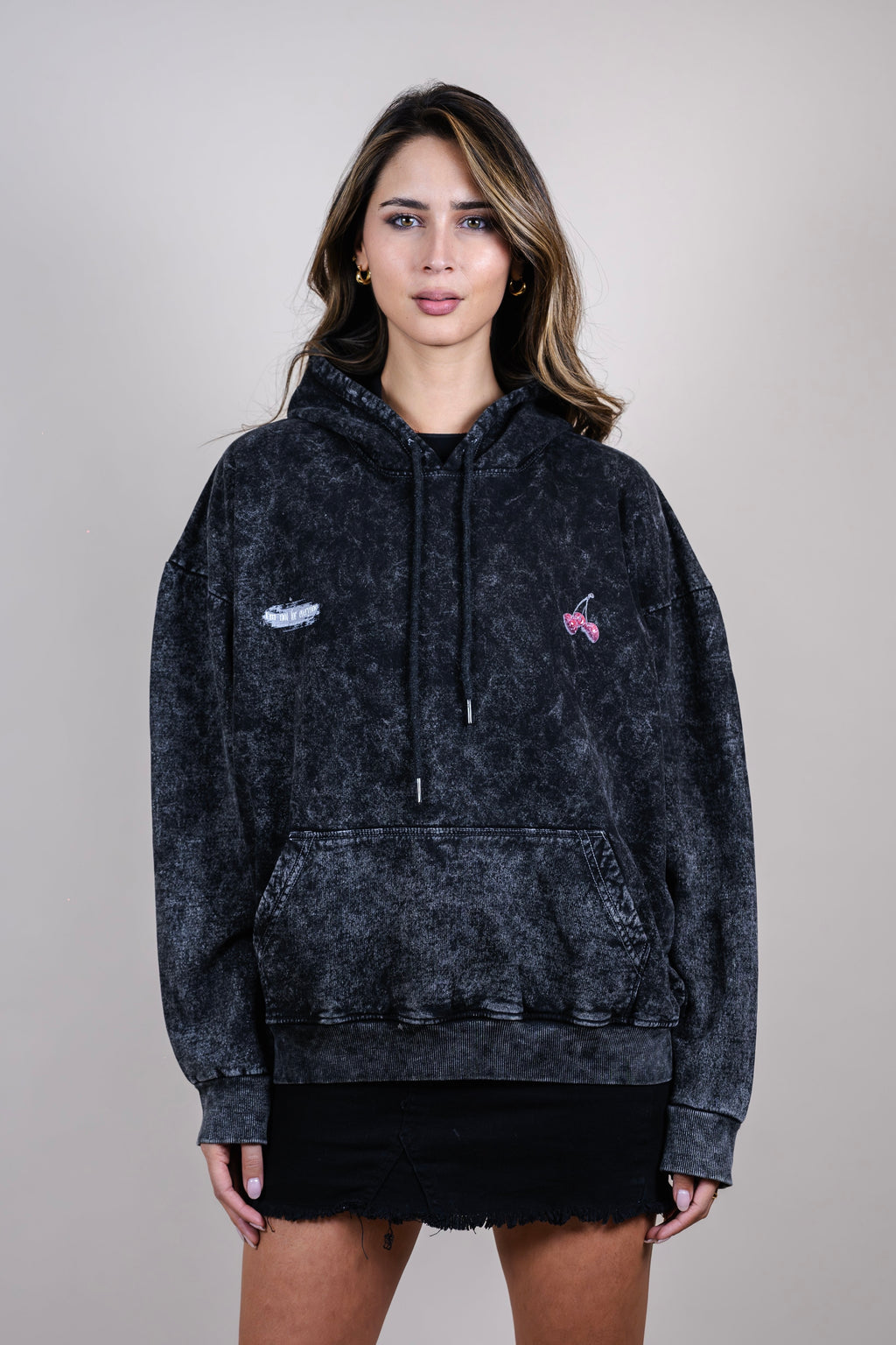 Hoodie jaspeado oversize Try my Bo cherry