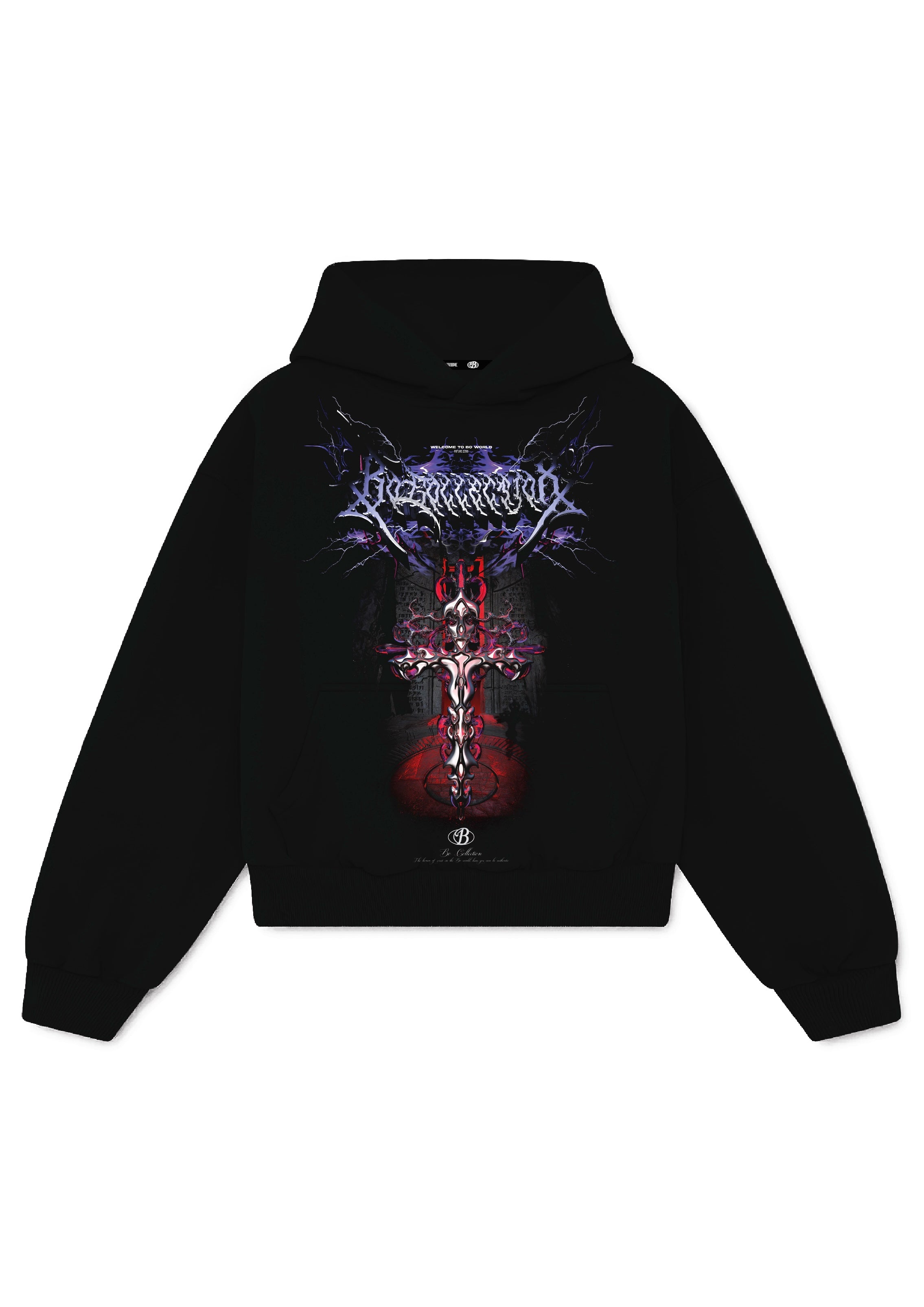 Hoodie black cross Bo world - Membership club series