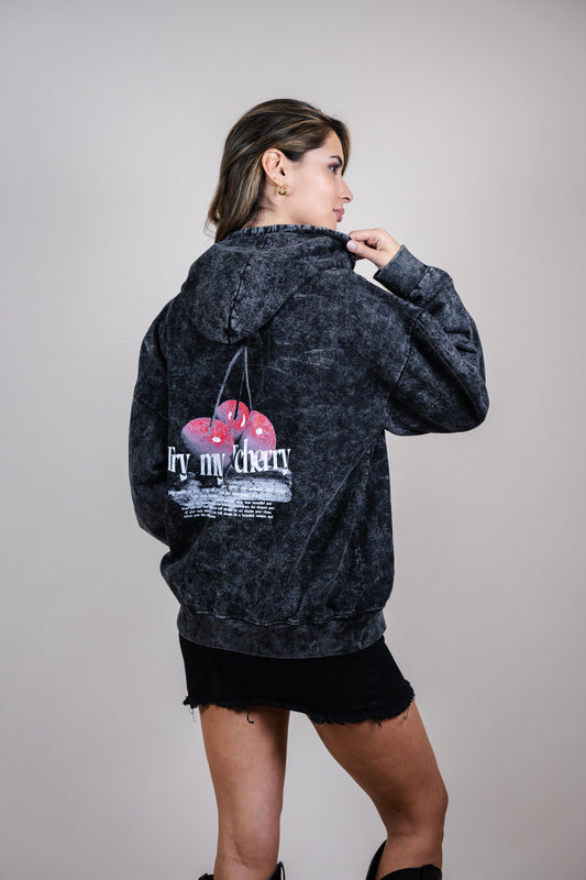 PREVENTA - Hoodie jaspeado oversize Try my Bo cherry - Autumn series