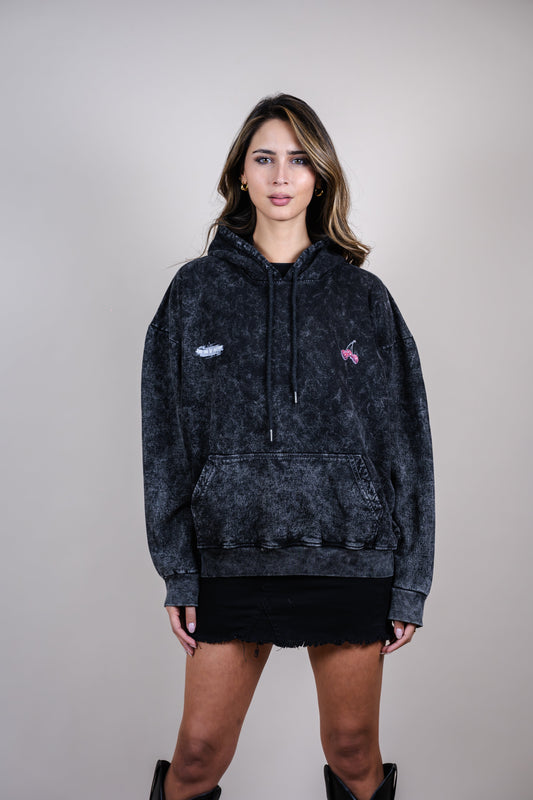 PREVENTA - Hoodie jaspeado oversize Try my Bo cherry - Autumn series