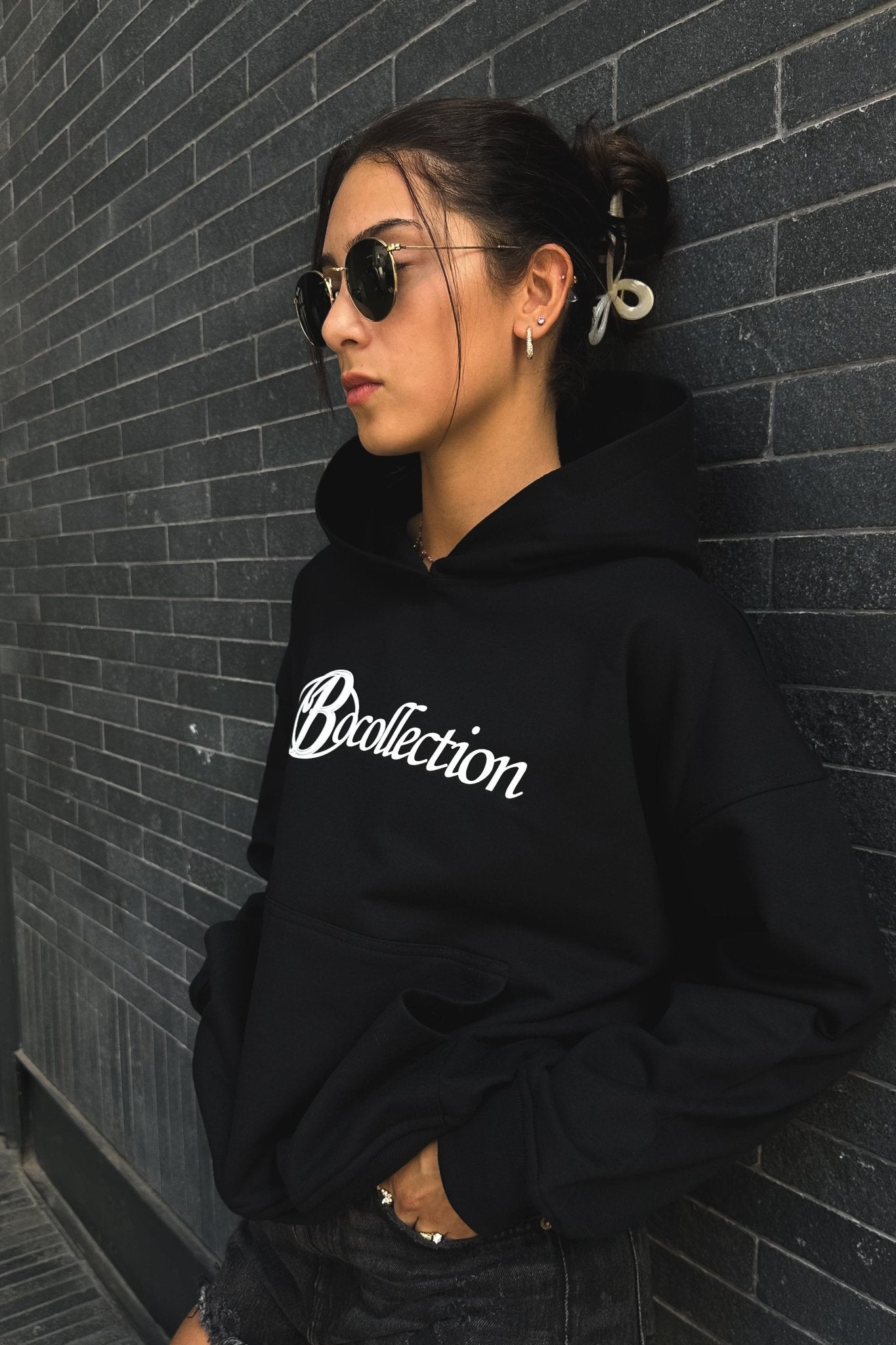 Hoodie black big logo 3D - BO COLLECTION ®