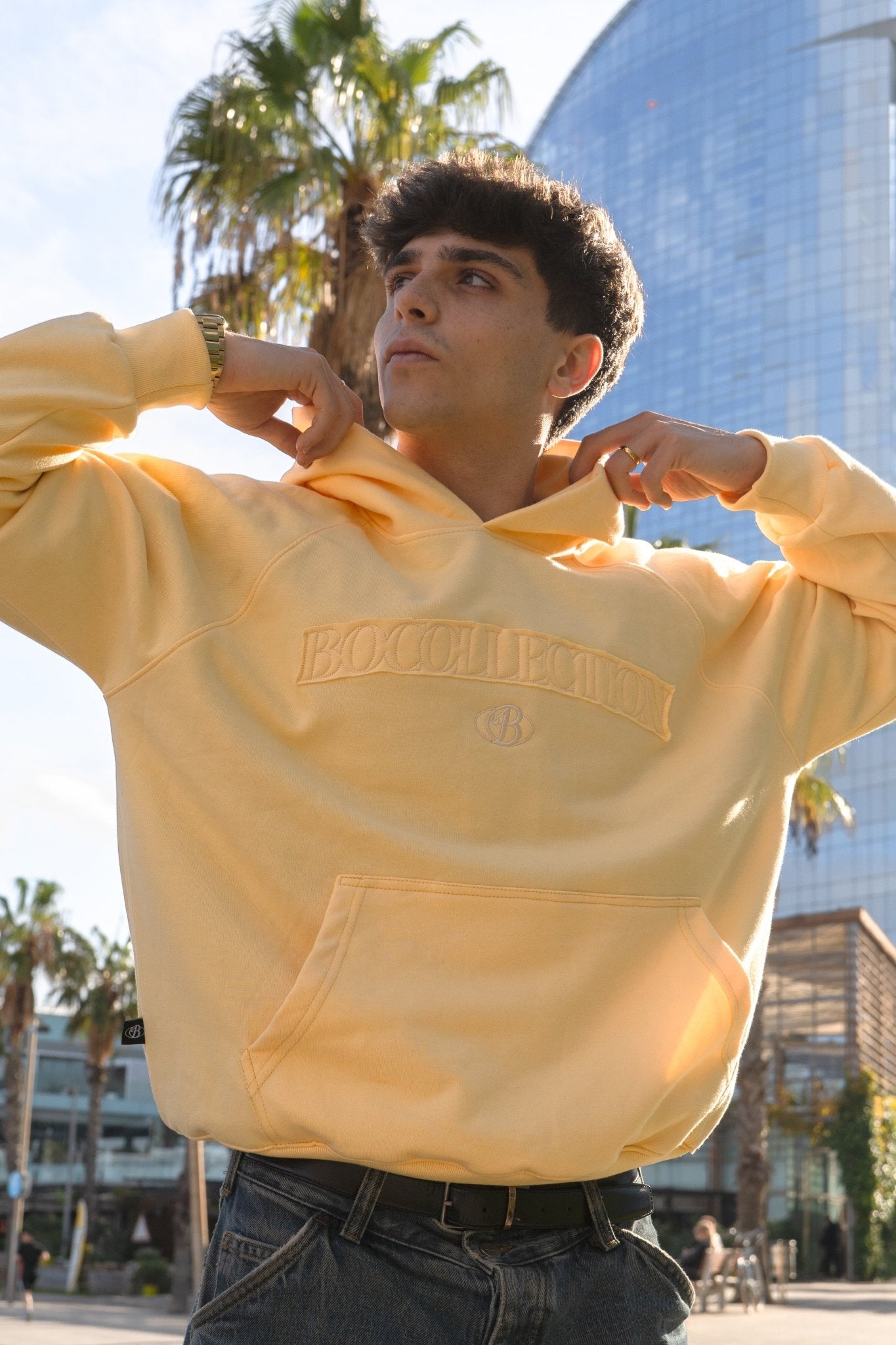 Hoodie essential soft yellow - BO COLLECTION ®