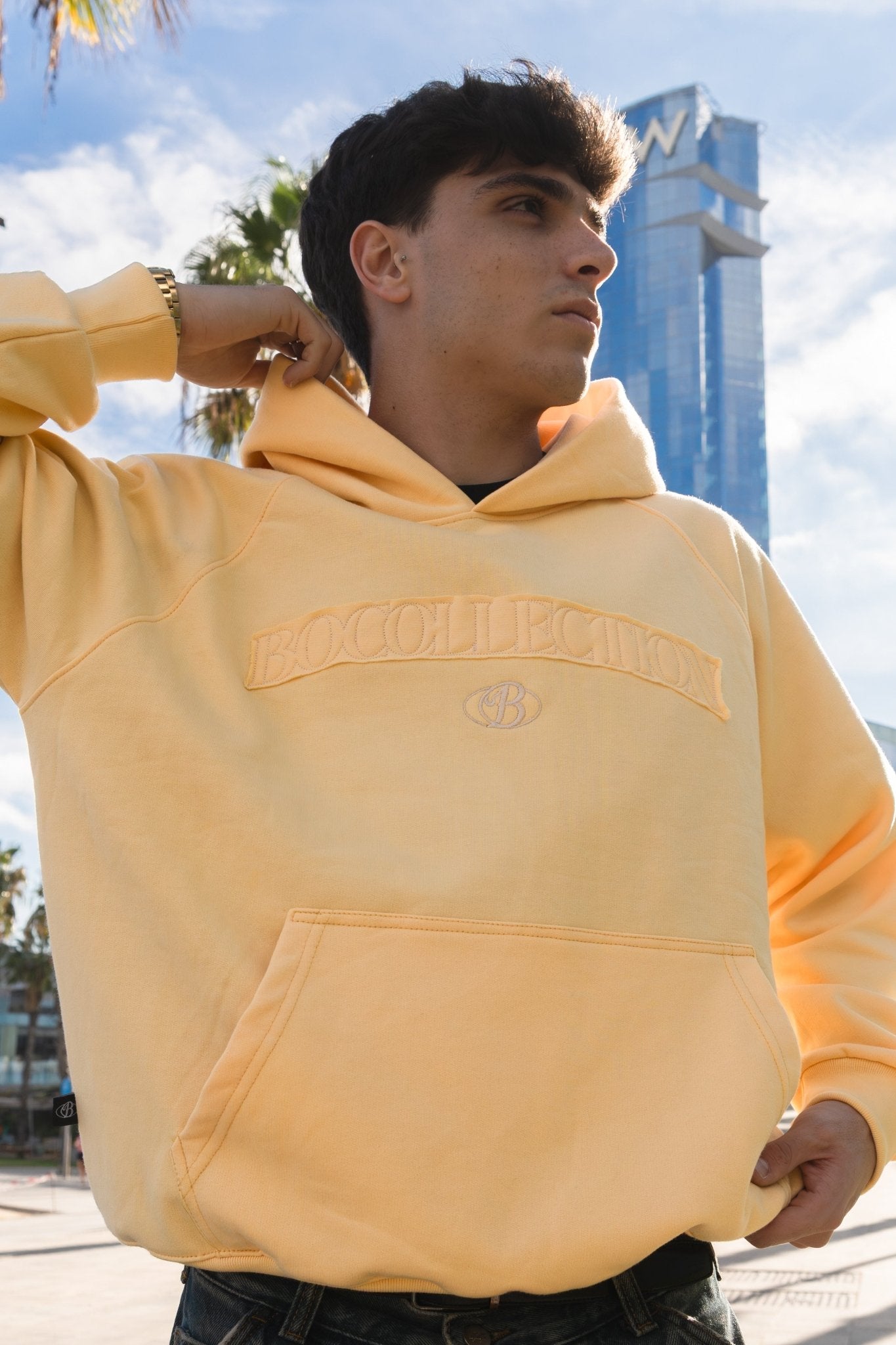Hoodie essential soft yellow - BO COLLECTION ®