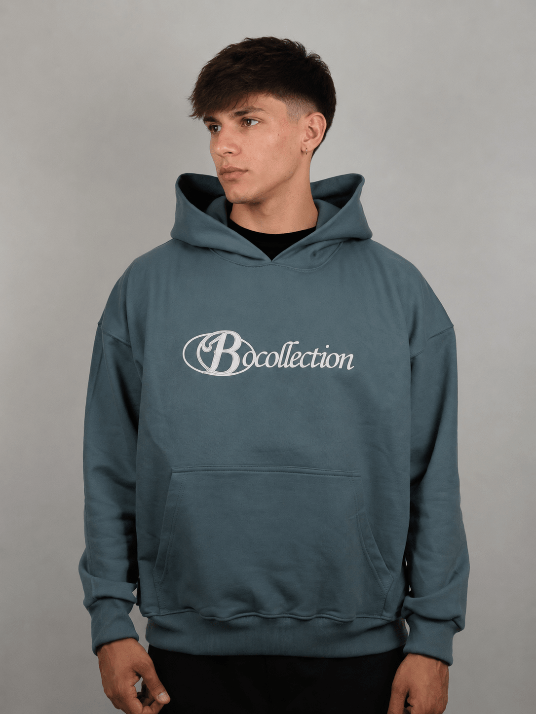 Hoodie grey big logo 3D - BO COLLECTION ®