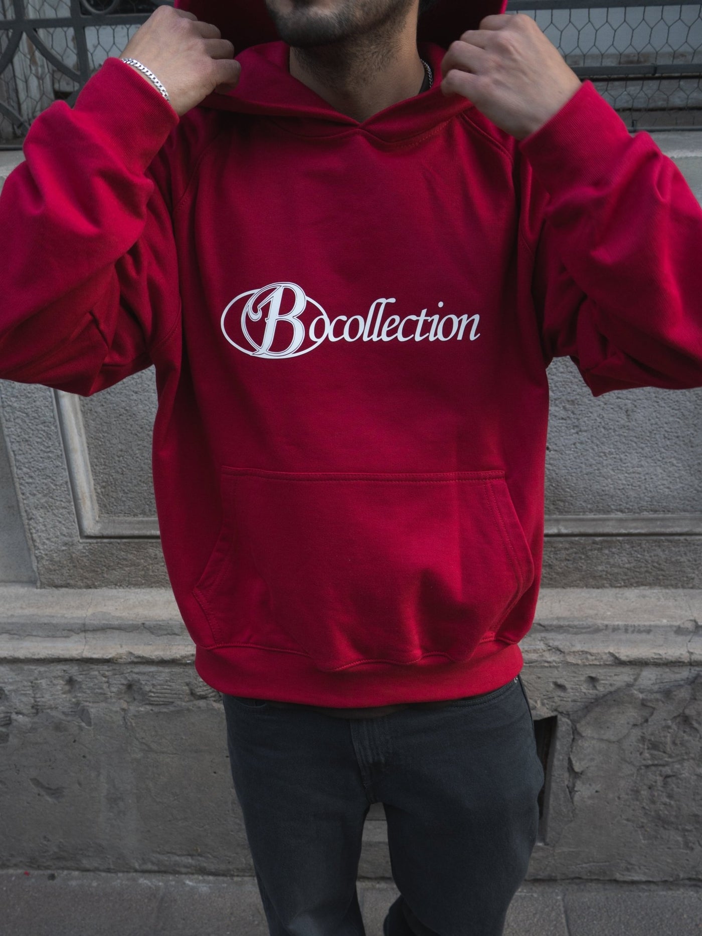 Hoodie red big logo 3D - BO COLLECTION ®
