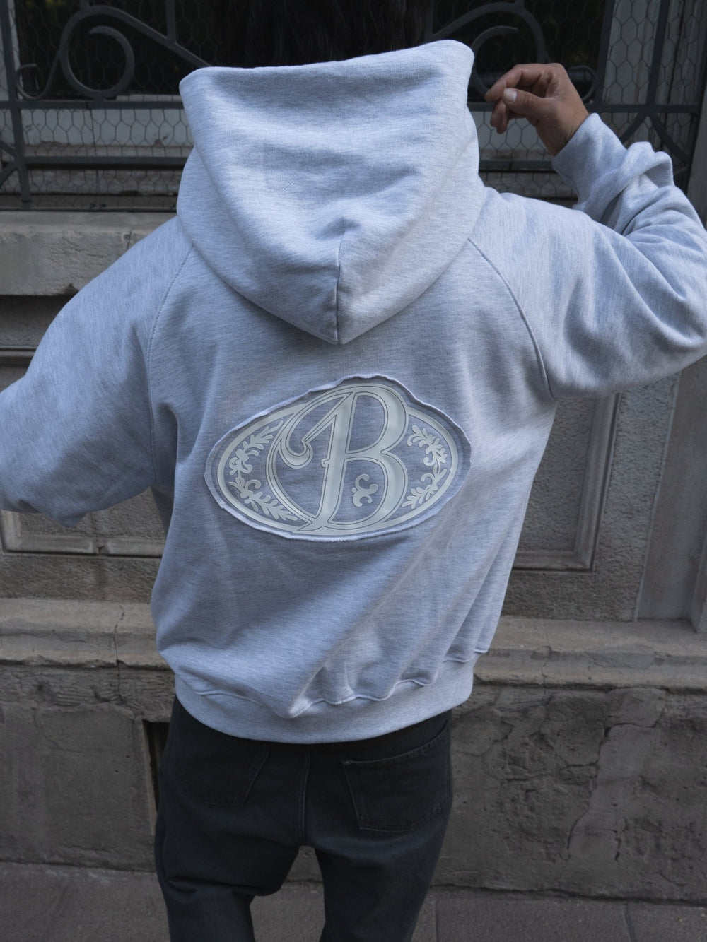 Hoodie soft grey big logo 3D - BO COLLECTION ®
