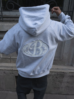 Hoodie soft grey big logo 3D - BO COLLECTION ®