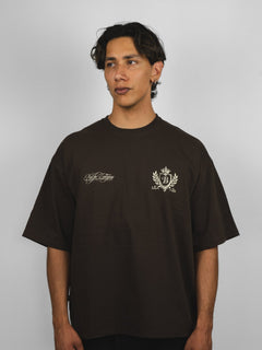 Polera marrón escudo Bo worldtrip algodón grueso - BO COLLECTION ®