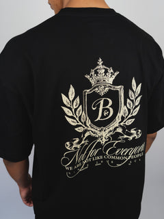 Polera negra escudo Bo worldtrip algodón grueso - BO COLLECTION ®