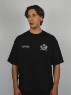 Polera negra escudo Bo worldtrip algodón grueso - BO COLLECTION ®