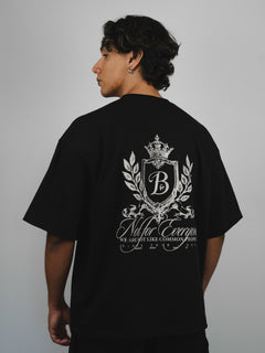 Polera negra escudo Bo worldtrip algodón grueso - BO COLLECTION ®