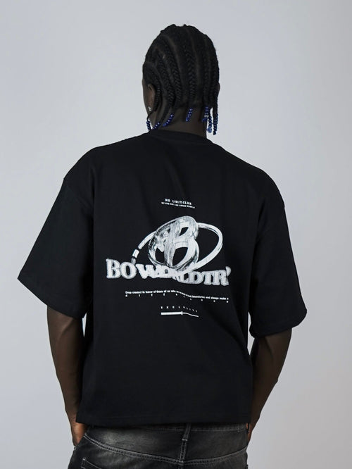 Polera negra logo 3D worldtrip algodón grueso - BO COLLECTION ®