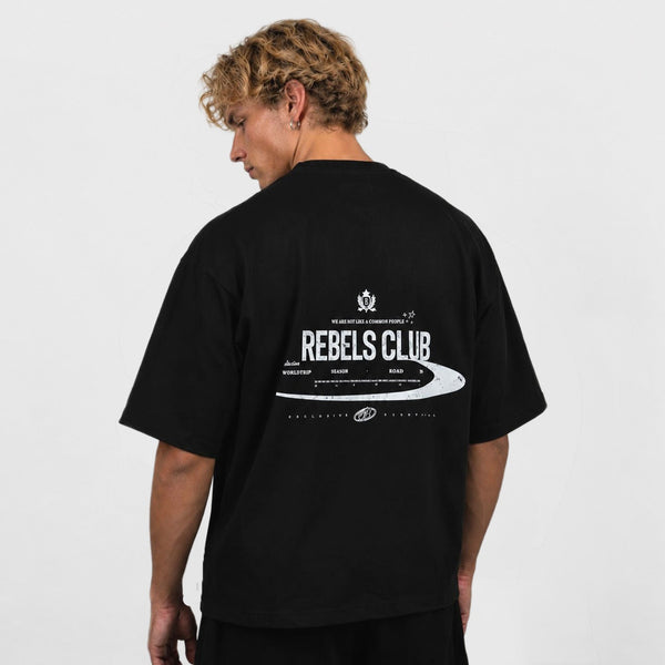 Polera negra rebels club algodón grueso - BO COLLECTION ®